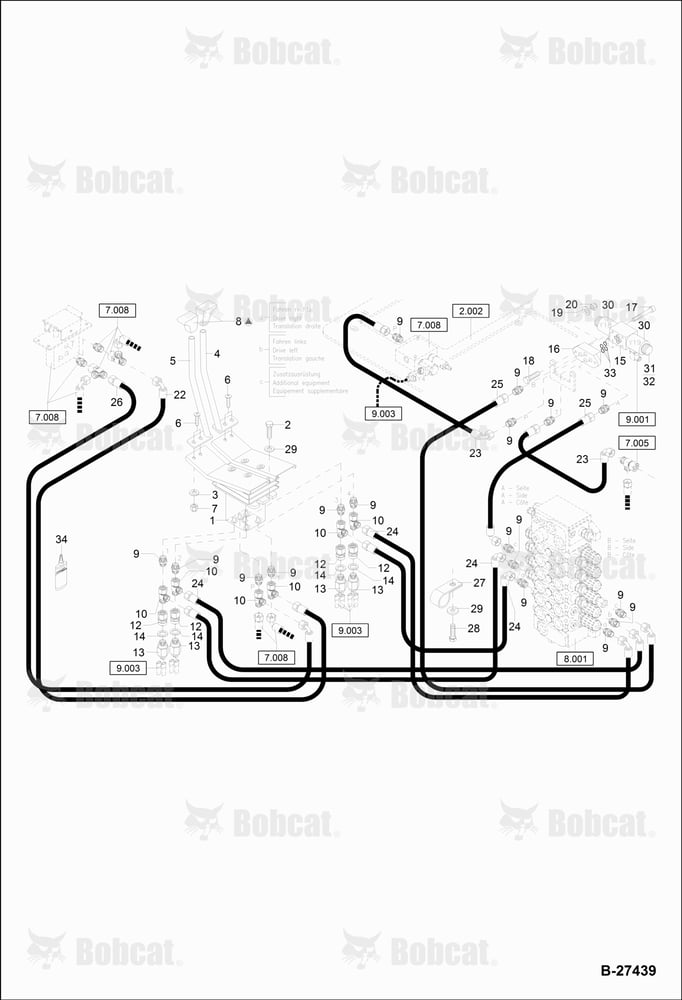 Hydraulic Installation - Pilot Control (Travel & Additional Outlet) 120000A2842 & Above