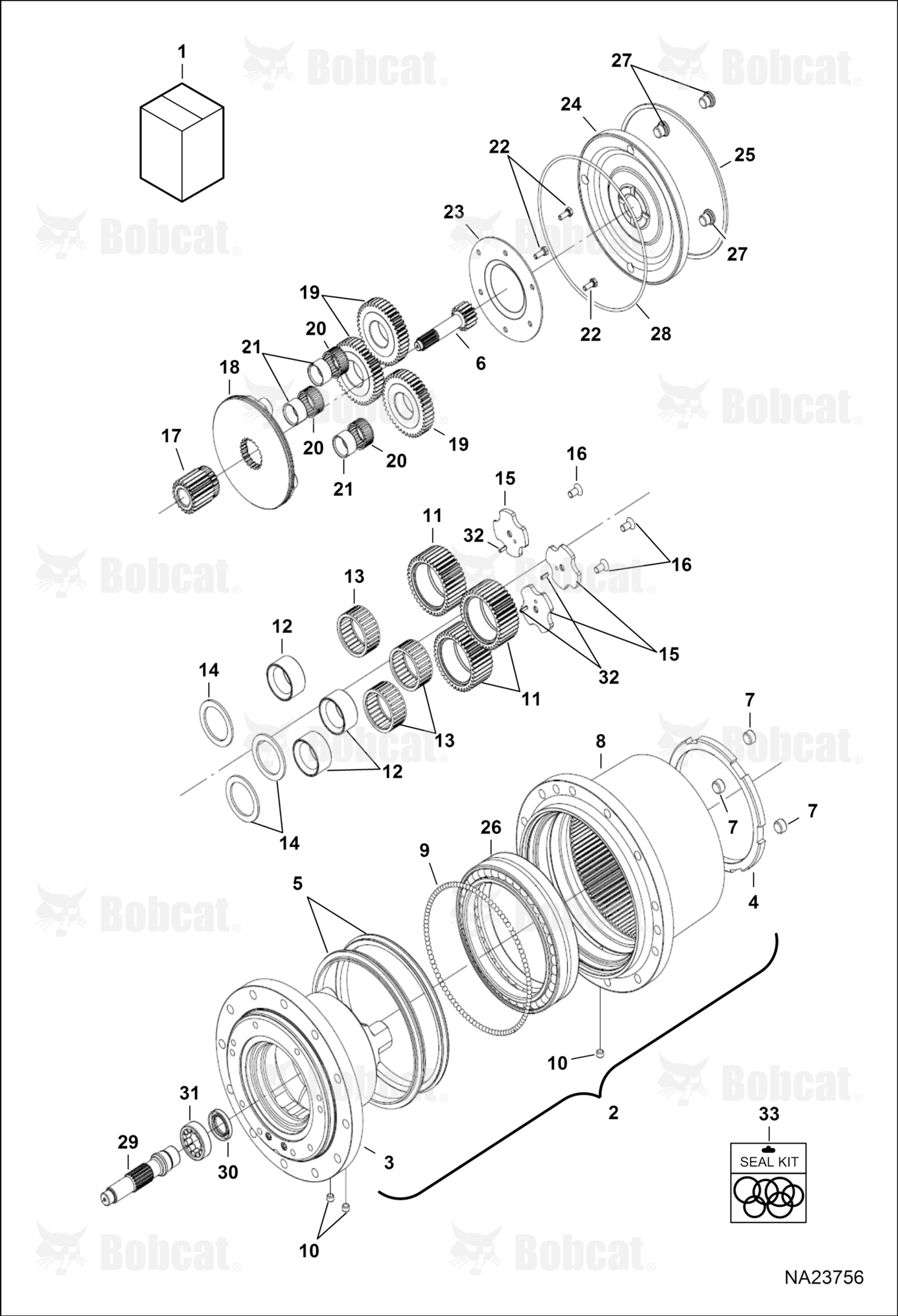 Travel Motor (Gear Box)  B3NR13116 & Above