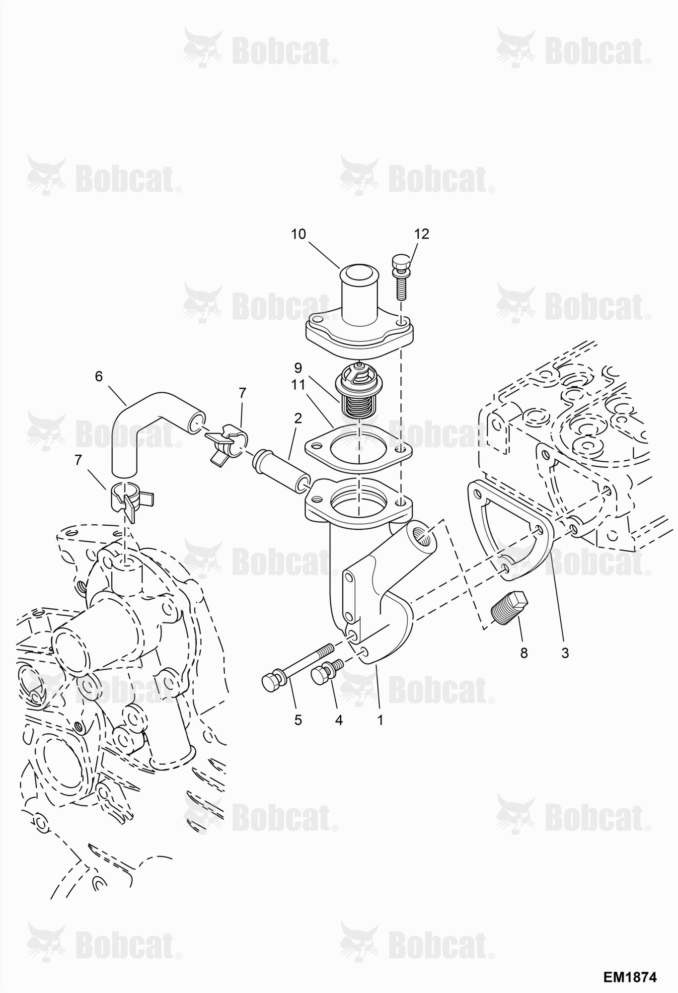 Water Flange and Thermostat