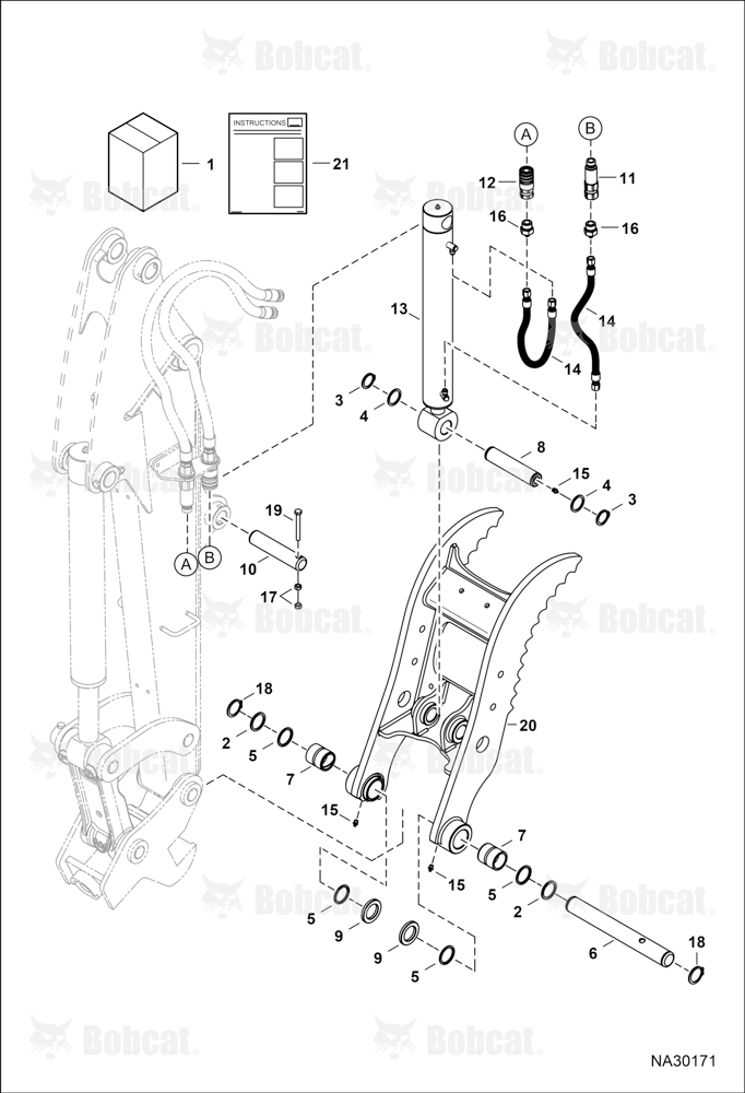 Clamp (Kit) (E48, E55, & E60) (Tag Coupler) (Aux Connection)