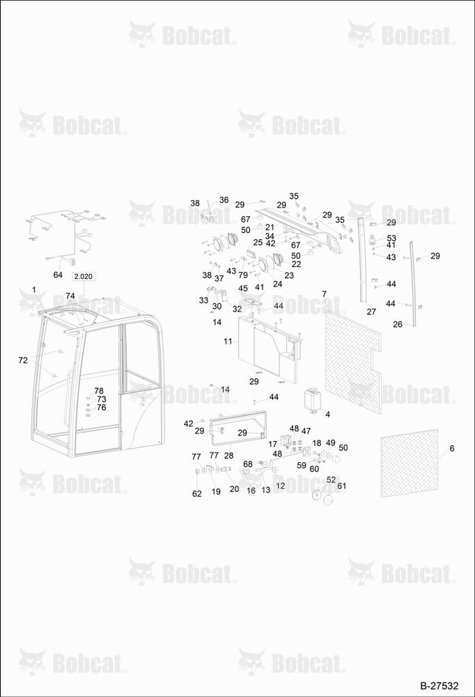 OPERATOR'S CAB (Equipment 1) CAB S/N 202.031.069 & Below