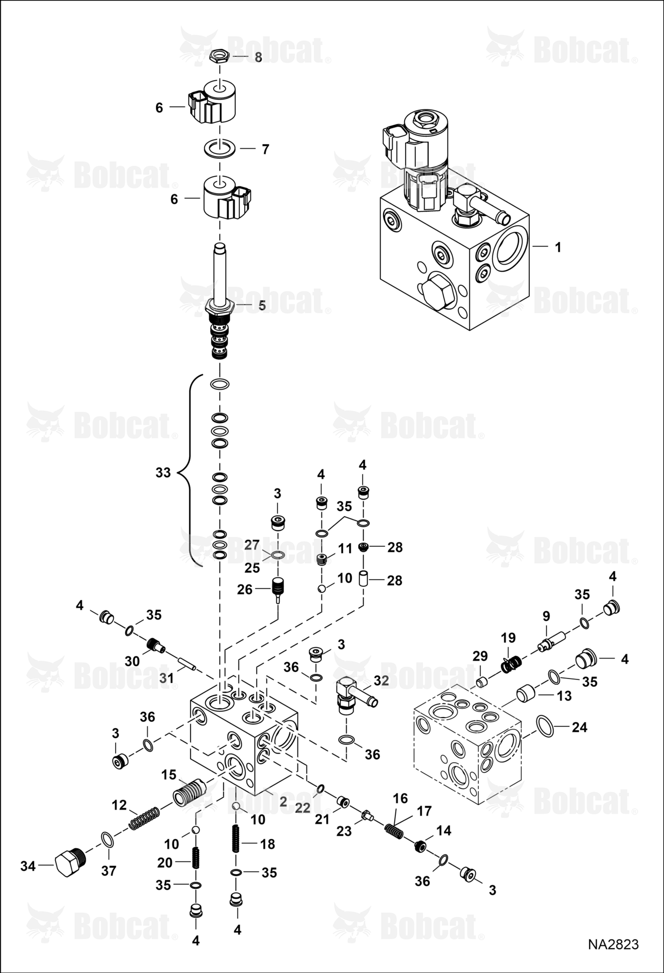 Power BOB-TACH (Valve) (Two Female Connector Coils) (JEM) (Internal Relief Valve)
