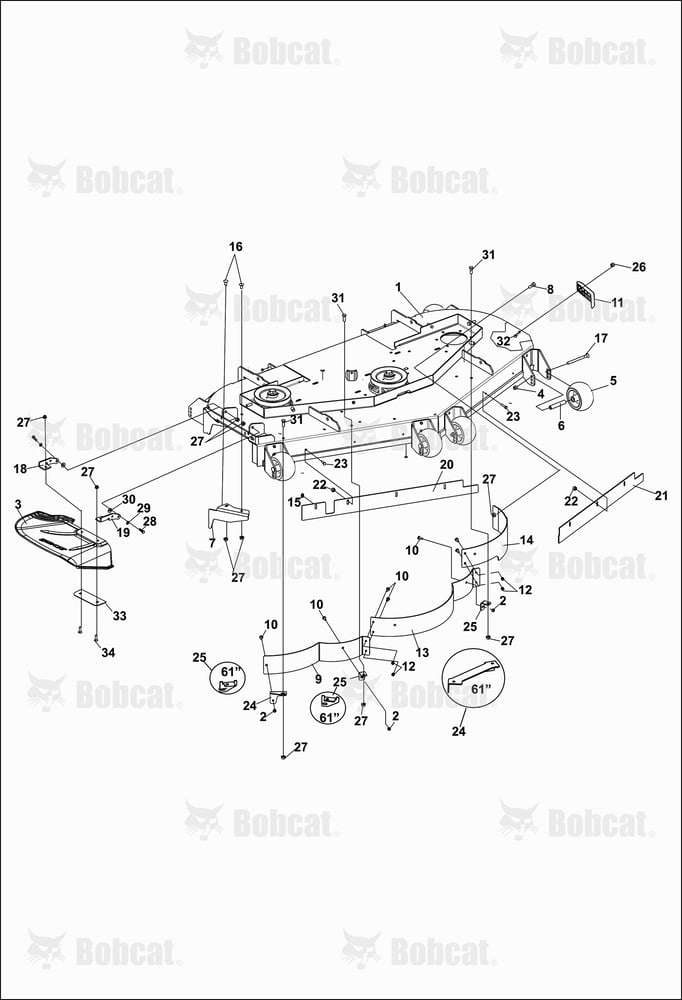 61" Side Discharge CHUTE, BAFFLES, and Edges