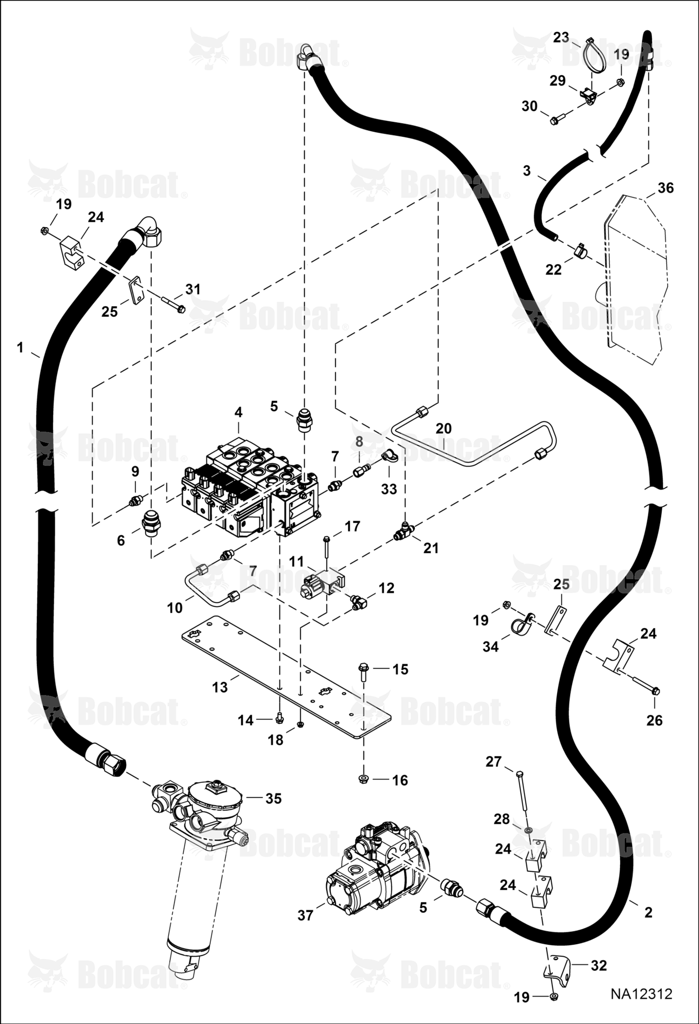 Hydraulic Circuitry (Control Valve) (Main) (Non-leveling)  B41411001 - B41416000
