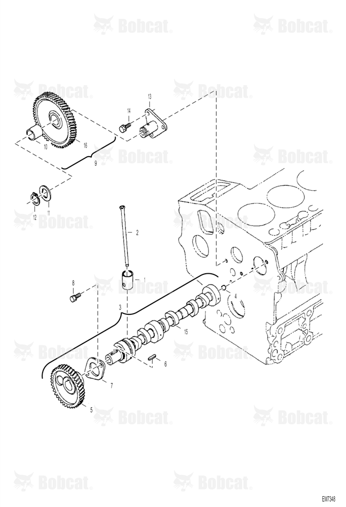 Camshaft and Idle Gear Shaft (Engine S/N 7U0001 - 4JB9999)