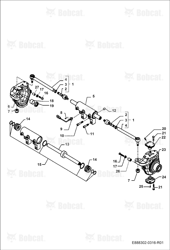 Front Axle - Swivel Housings and Steering Cylinder