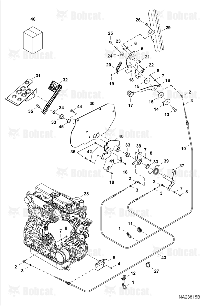 Engine Speed Control (SJC) (4224 mm) (166.3") Hand Cable - (2469 mm) (97.2") Foot Cable