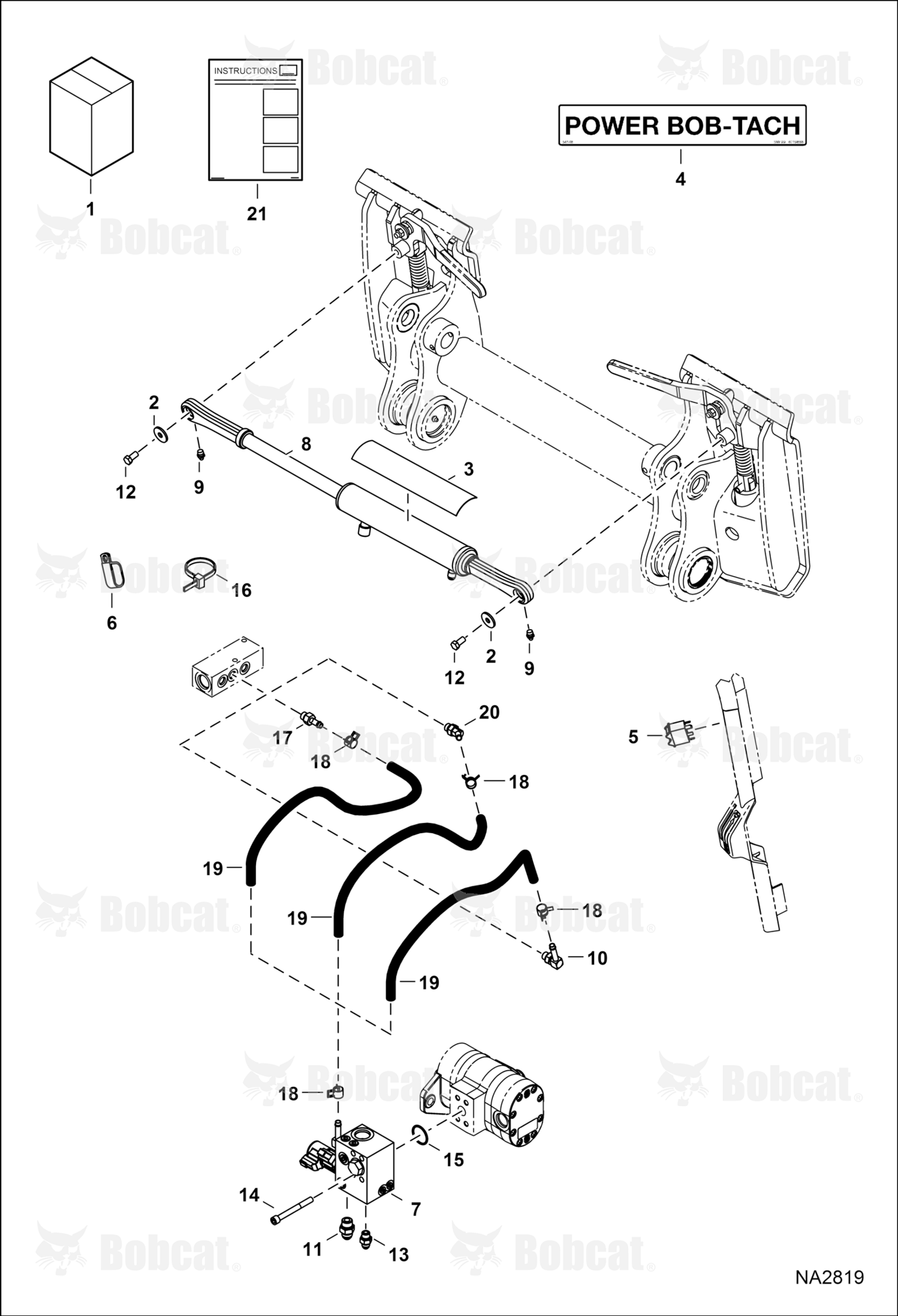 Power BOB-TACH (Kit) (Round Base End Cylinder) (Bottom Mounted Cylinder Ports) (Two Female Connector Valve Coils)