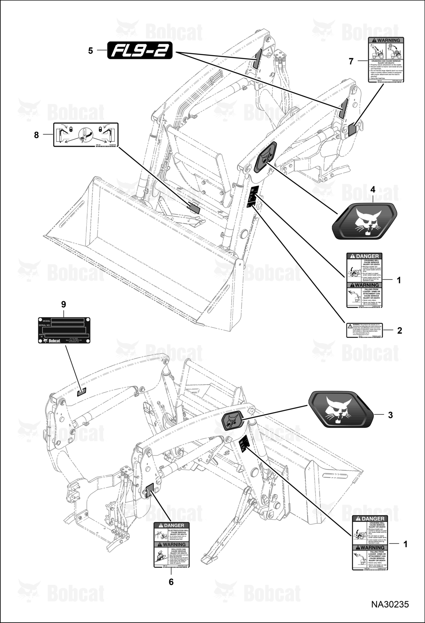 Tractor Loader FL9-2 (Decals)  B6G800101 & Above