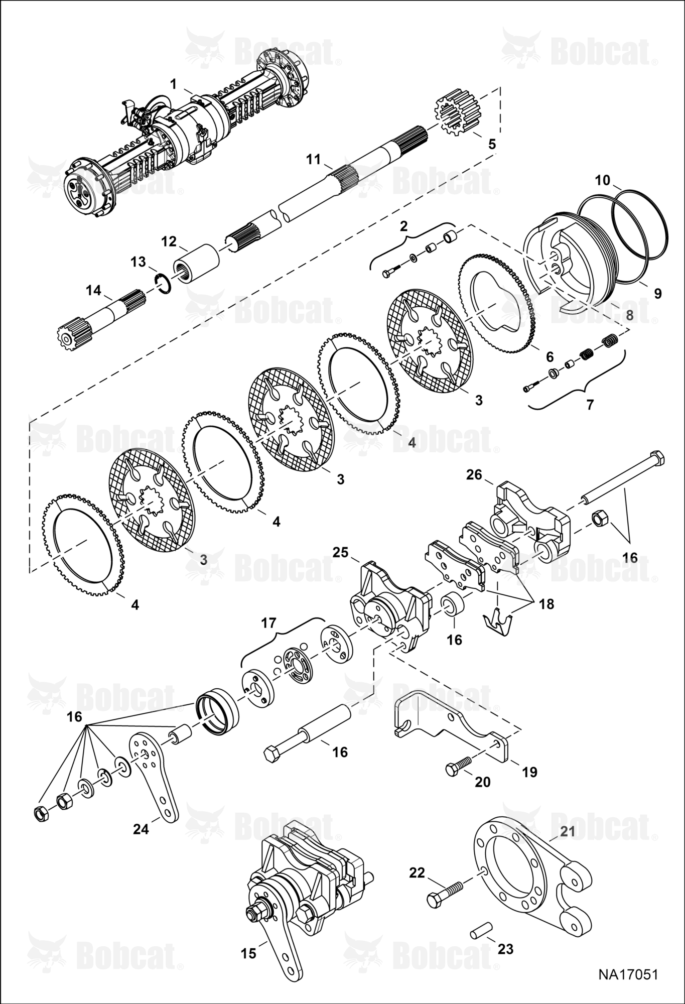 Rear Axle (Self Adjusting Kit) (Brake Caliper)