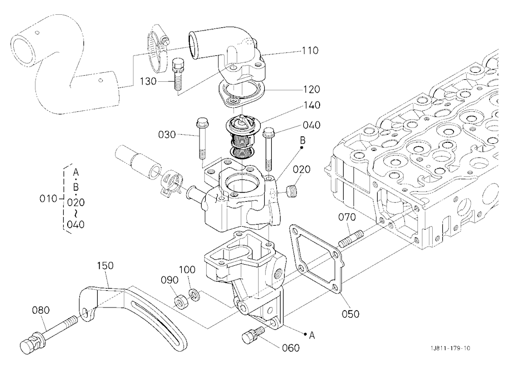 Water Flange And Thermostat