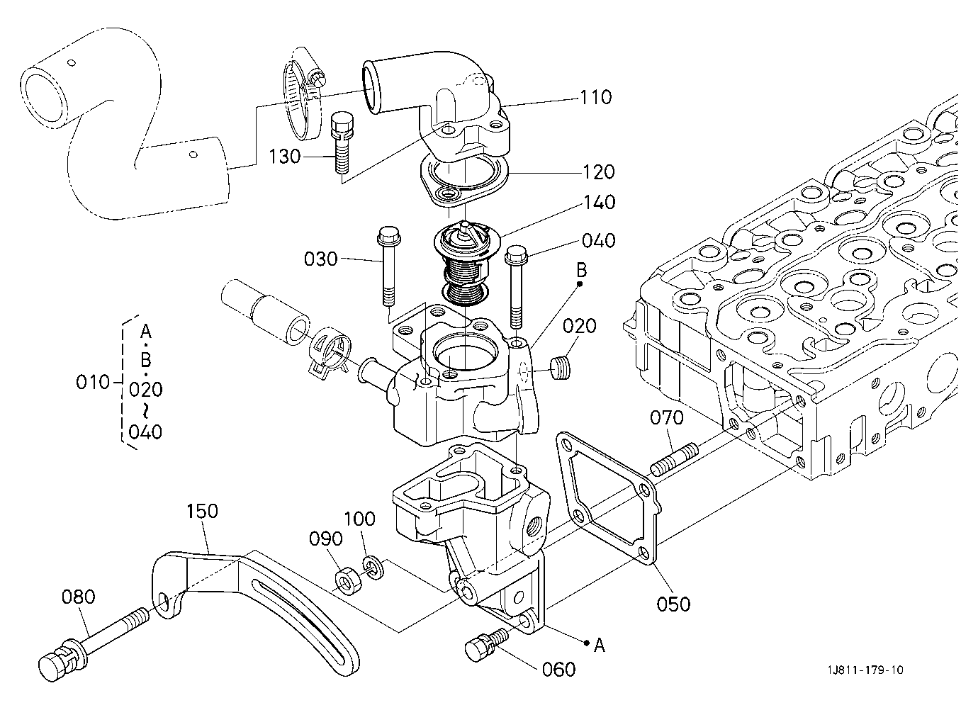 Water Flange And Thermostat