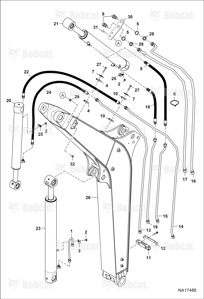 Hydraulic Circuitry (Work Tubelines & Cylinders) B4GM11001 - B4GM16636