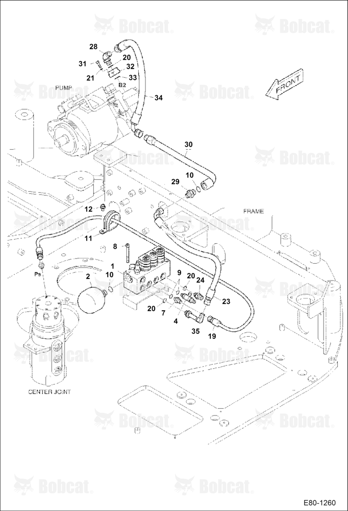 Hydraulic Circuitry (Manifold & Pump) (W/O Pilot Filter) AET311001 - AET311881, AETB11001 - AETB11881