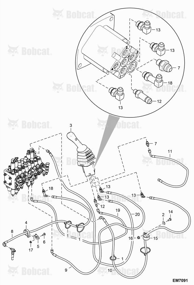 Hydraulic Circuitry (Pilot, RH Joystick) AB4711001 - AB4711452
