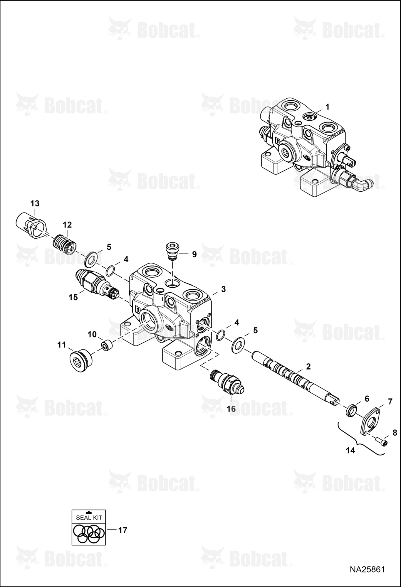 Hydraulic Control Valve (RH Travel Section) (No Motion Alarm Option) (Straight Fitting)