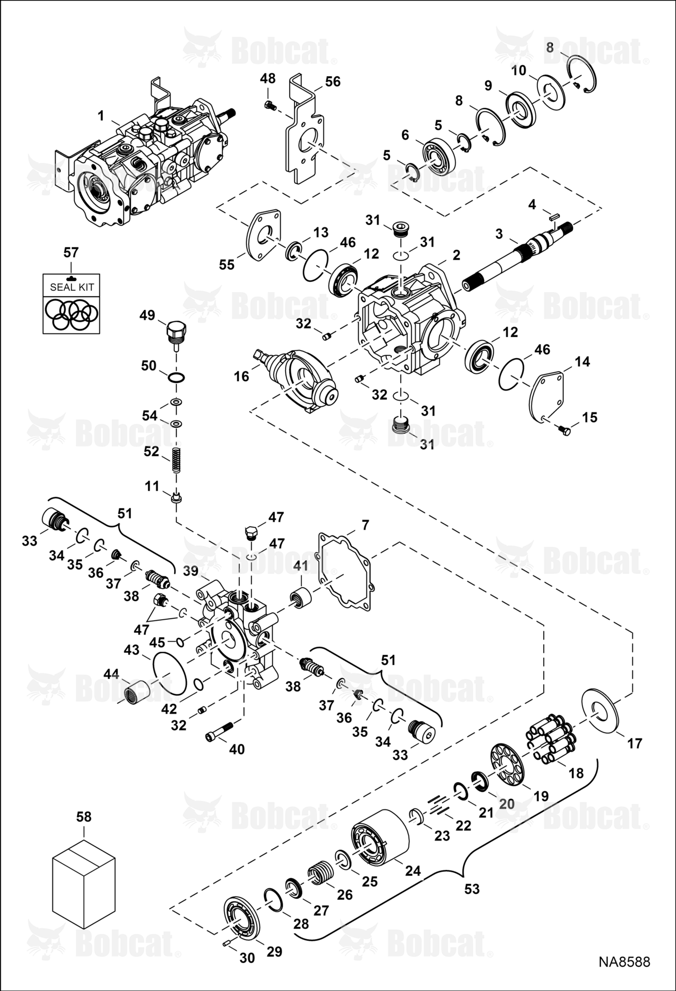 Hydrostatic Pump (Manual Controls, AHC & ACS) (Left Half)