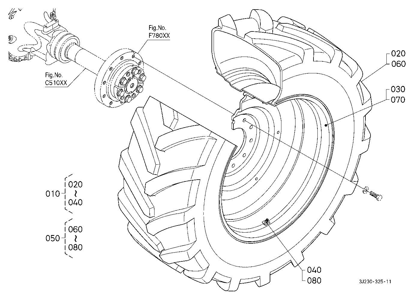 Rear Wheel (650/65R38:10 Hole Rim) [Bar Type Axle]