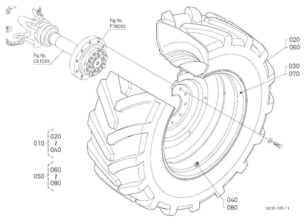 Rear Wheel (650/65R38:10 Hole Rim) [Bar Type Axle]