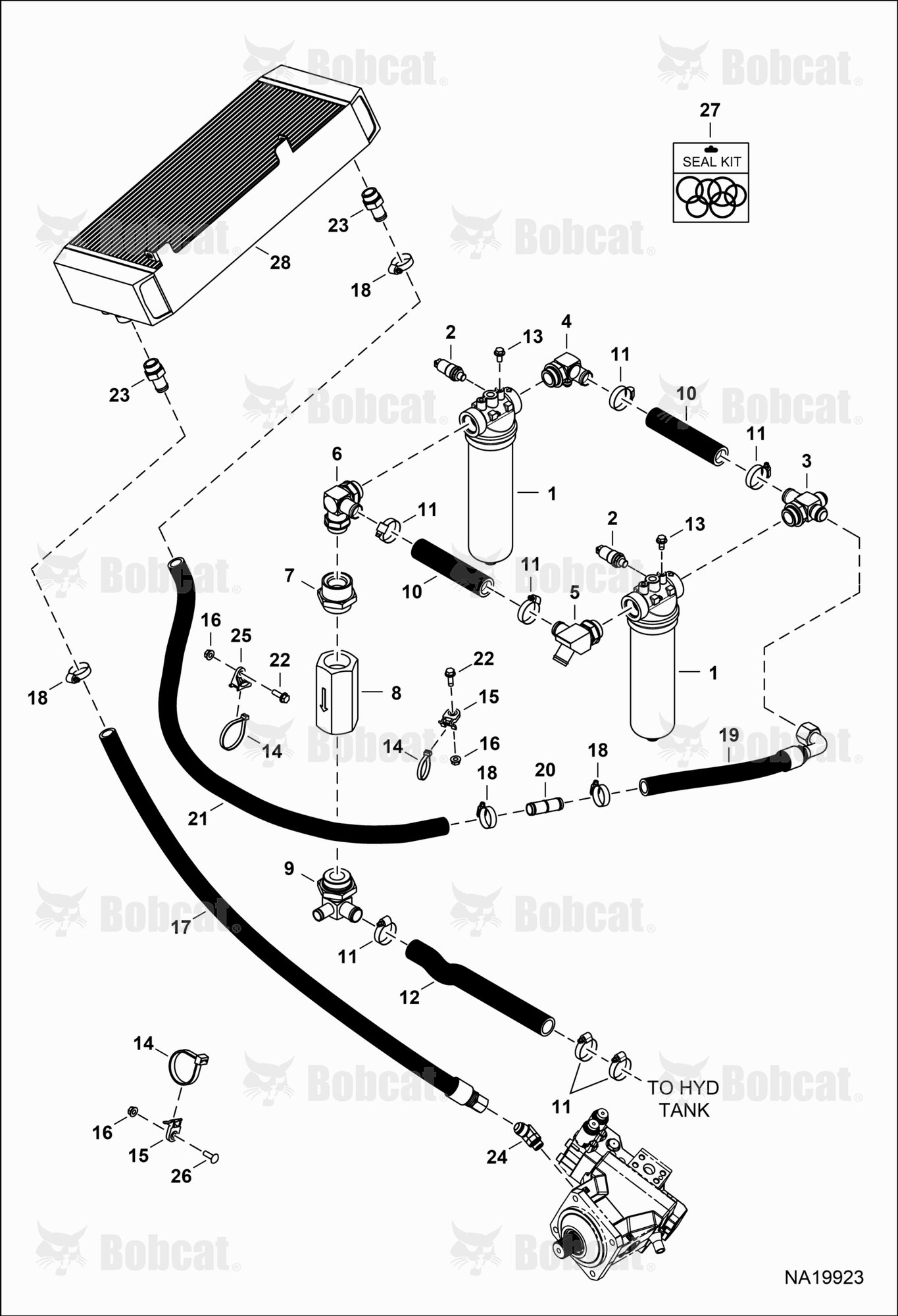 Hydrostatic Circuitry (Oil Cooling & Filtration)  B55H11001 & Above