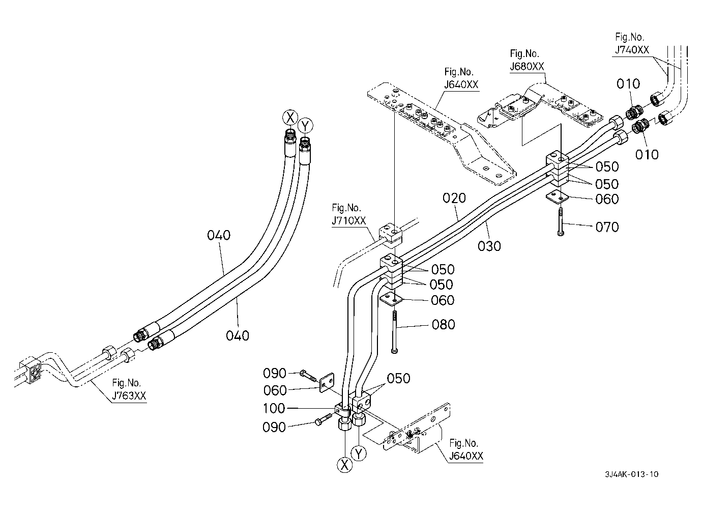 Front Hydraulic Outlet Pipe (Rear) [With Front Hyd