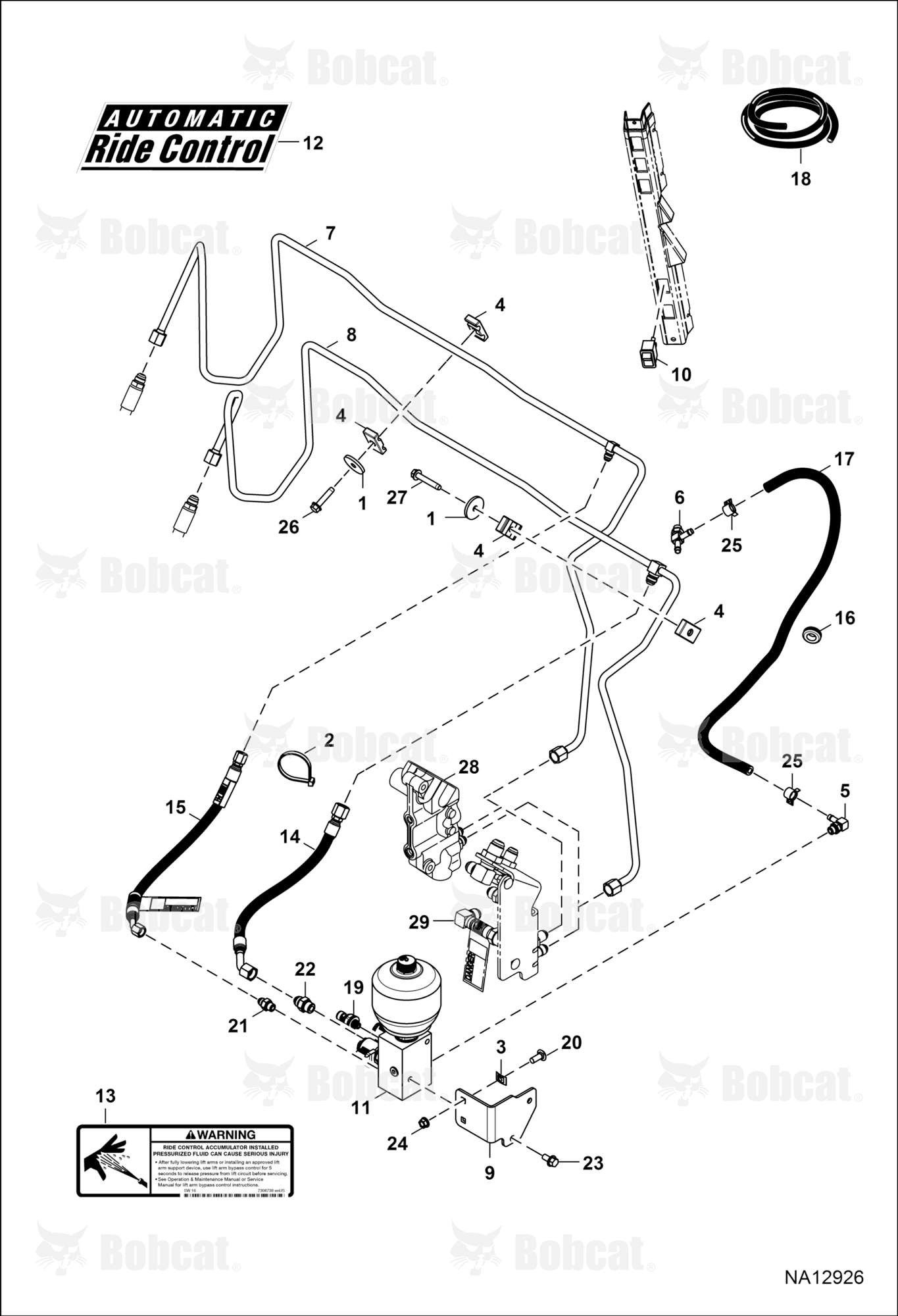 Hydraulic Circuitry (Ride Control Option)  A3NT18743 & Above, A3NU13077 & Above