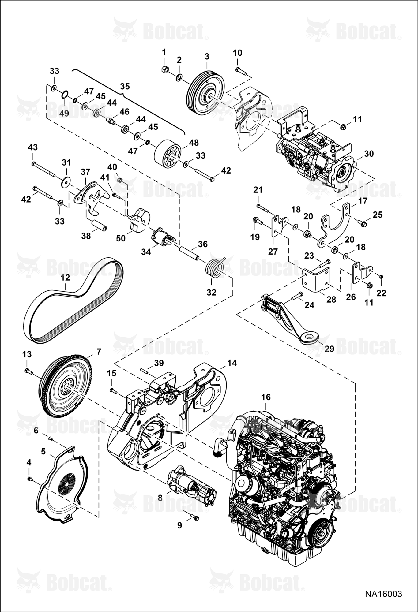 Engine & Attaching Parts (Belt Drive System) (Manual Controls)  ALM425401 & Above