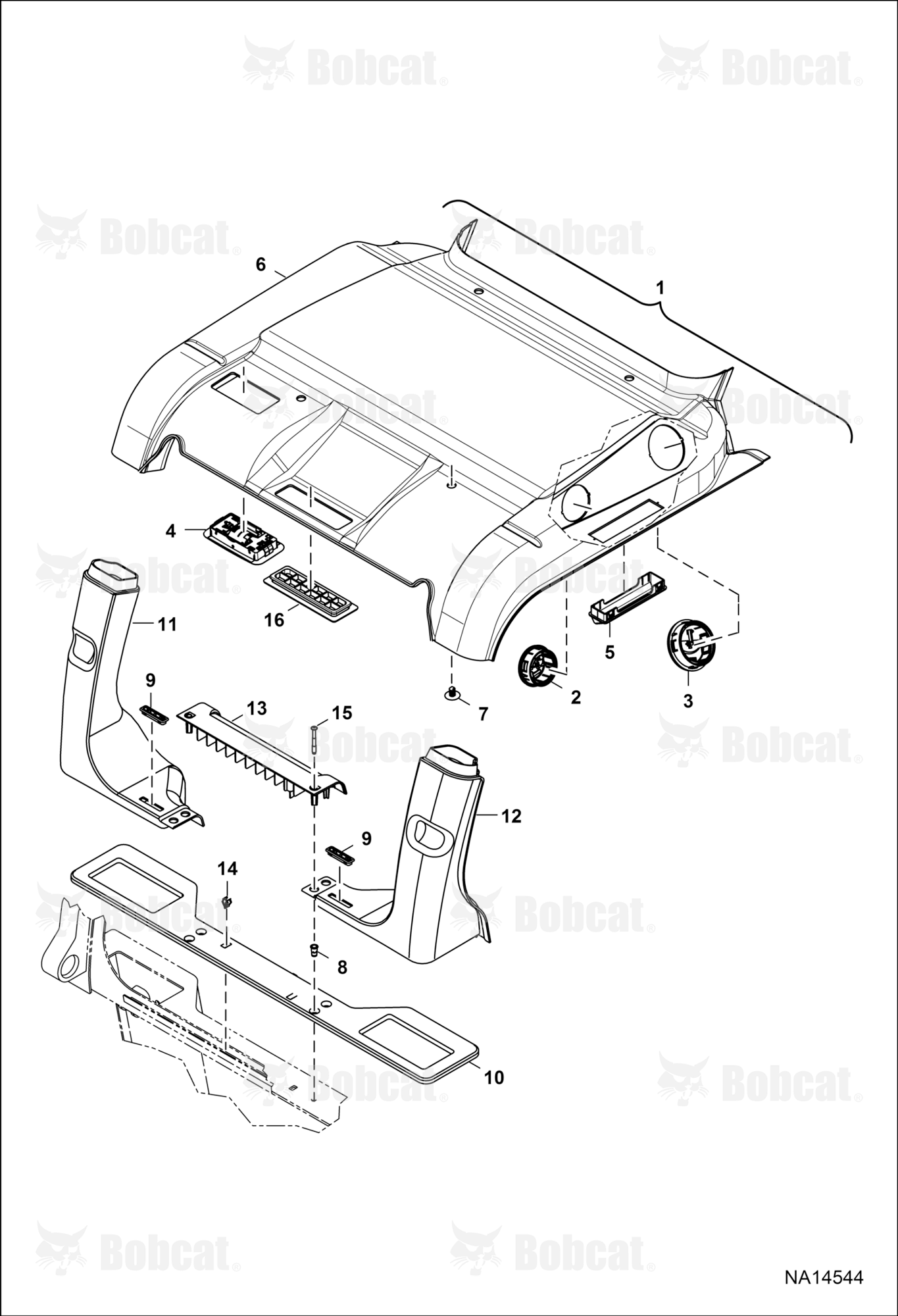 Operator CAB (Cab Interior) (HVAC) (Headliner) (Machine IQ)  B3BV - B3BV11784
