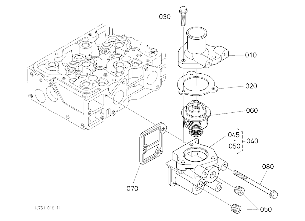 Water Flange And Thermostat