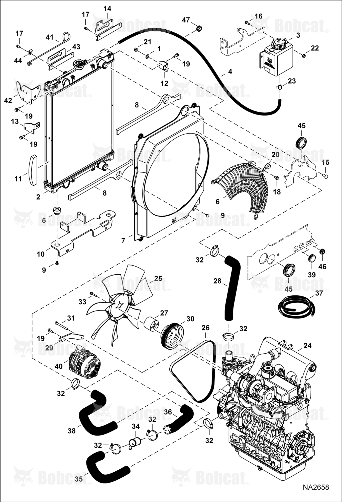 Engine & Attaching Parts (Radiator Water Exchanger)