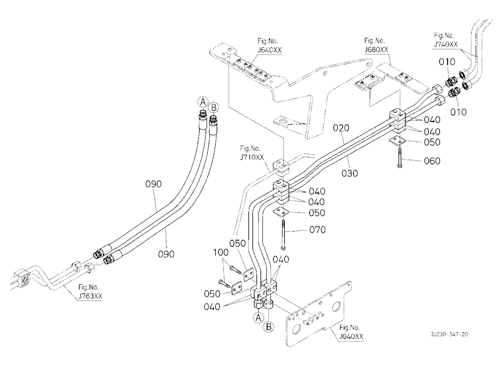 Front Hydraulic Outlet Pipe (Rear) [With Front Hyd