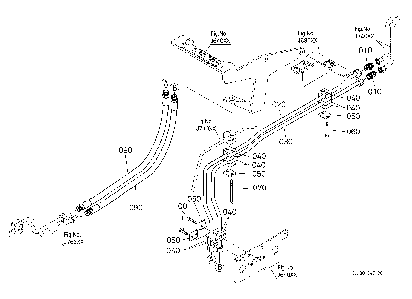 Front Hydraulic Outlet Pipe (Rear) [With Front Hyd