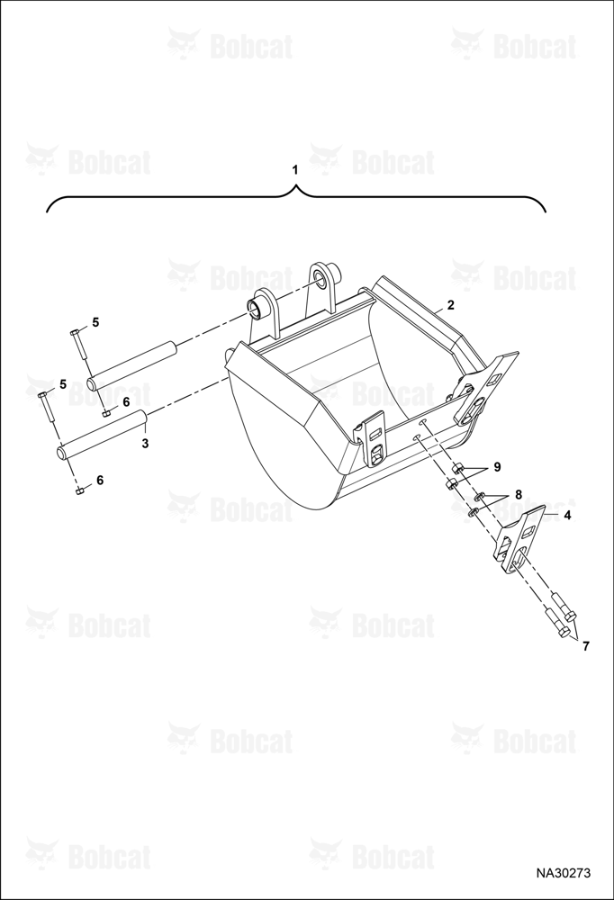 Tractor Backhoe BH67 (Bucket Assembly)  B77F00101 & Above