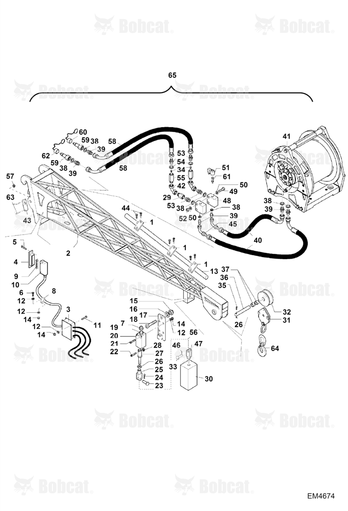 Hydraulic Winch W/EXTENSION Jib (4.5m - 0.6T) (BUD4347)