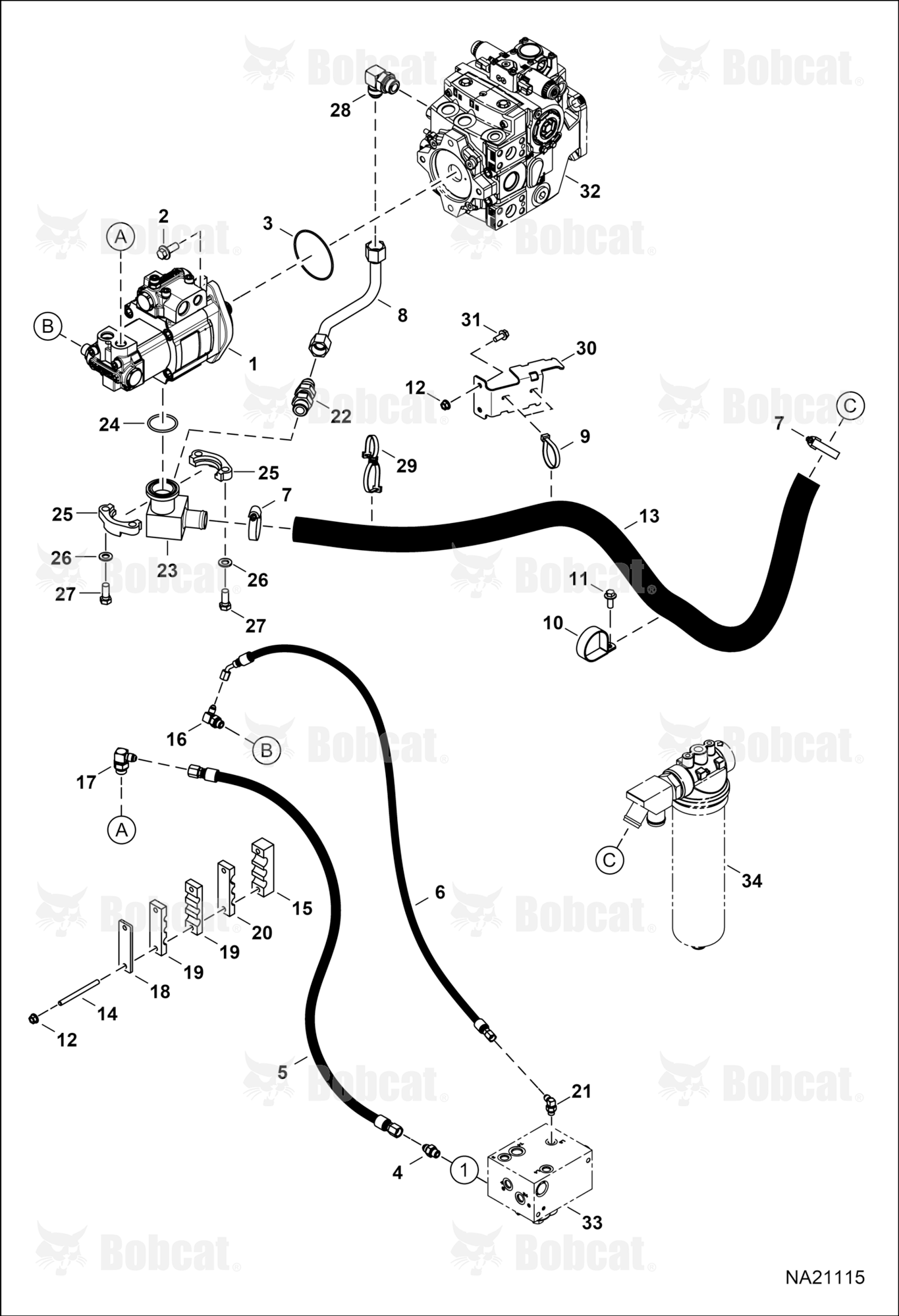 Hydraulic Circuitry (Gear Pump)  B55611001 & Above