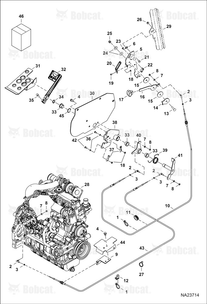 Engine Speed Control (SJC) (4224 mm) (166.3") Hand Cable - (2469 mm) (97.2") Foot Cable