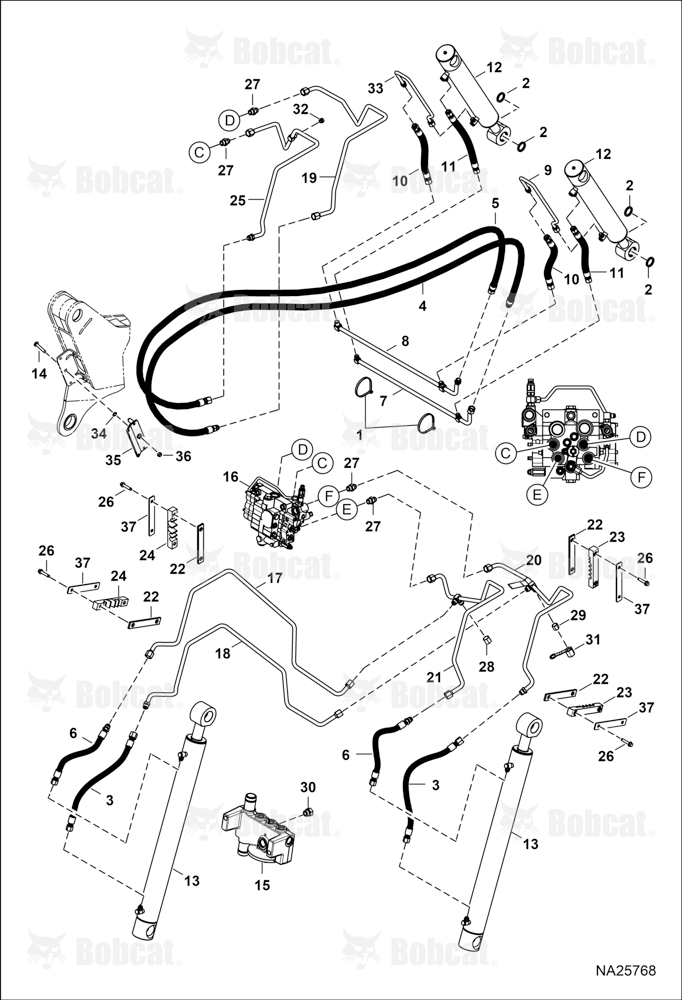 Hydraulic Circuitry (Lift & Tilt)  B4CD21865 & Above