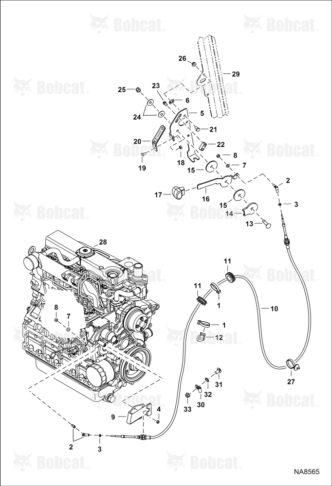 Engine Speed Control (Manual Controls, AHC & ACS) (Single Cable)
