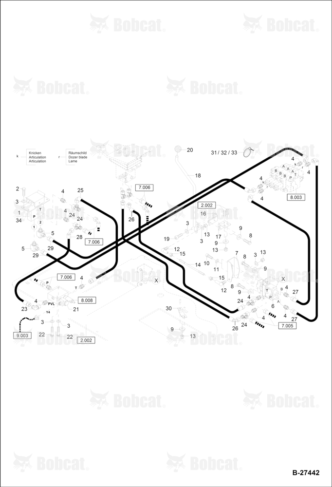 Hydraulic Installation - Pilot Control (Dozer Blade & Articulation) 120000A2842 & Above