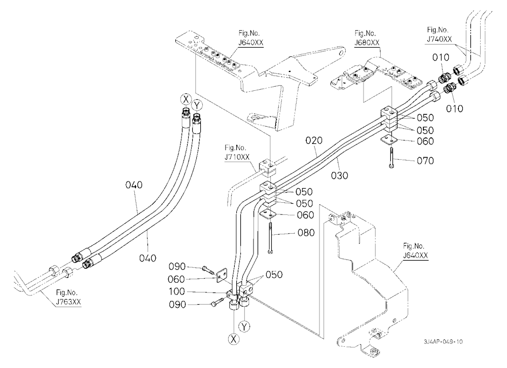 Front Hydraulic Outlet Pipe (Rear) [With Front Hyd