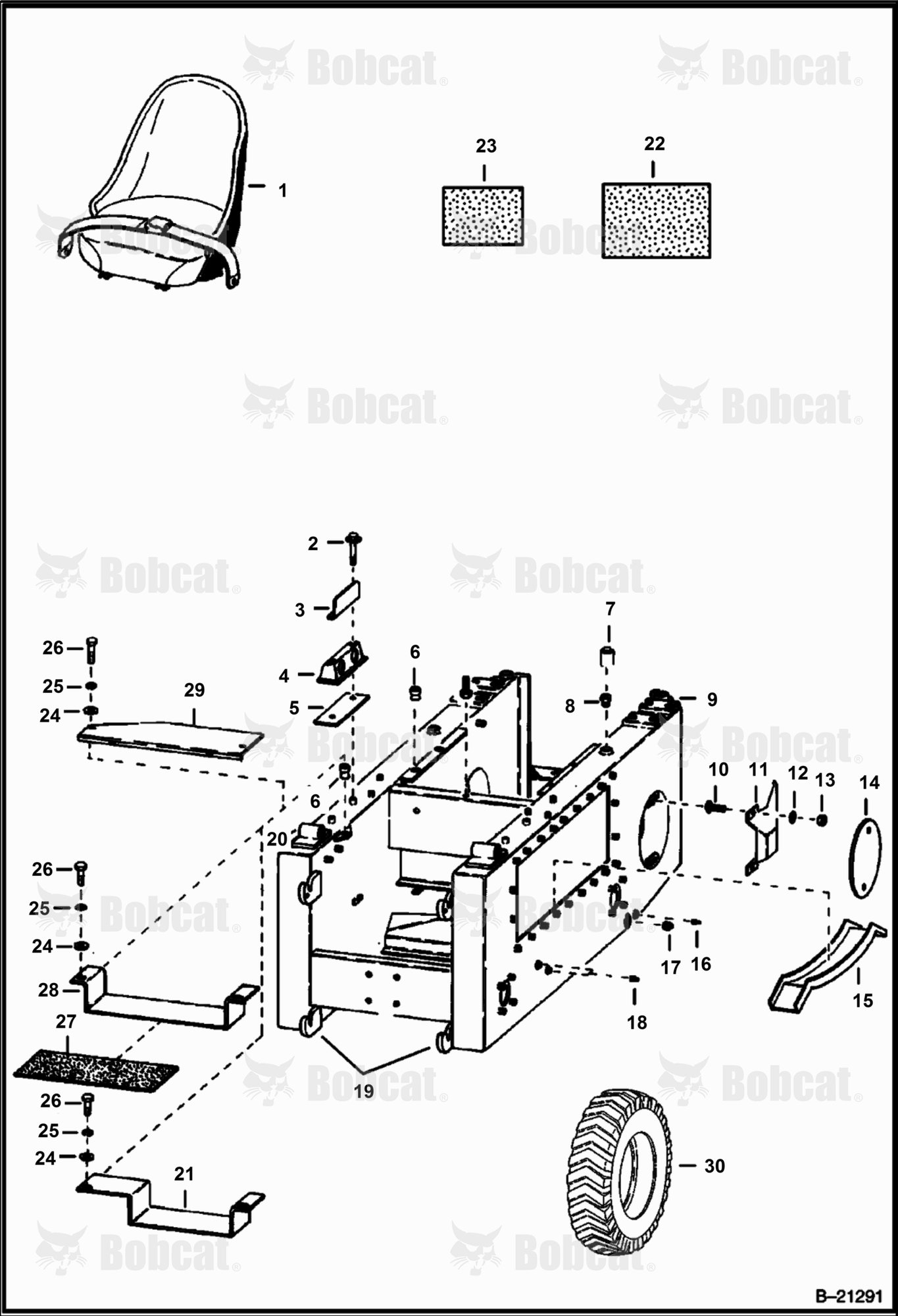 Main Frame Attaching Parts (Left Side Illustrated)