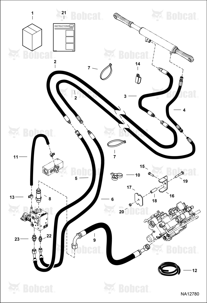 Power BOB-TACH (Plumbing Kit) (Bottom & Side Mounted Cylinder Ports) (Split Cylinder Hoses)