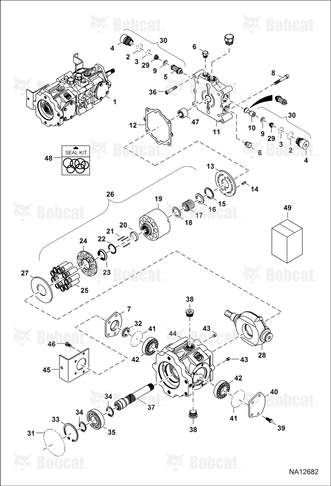 Hydrostatic Pump (Manual Controls & ACS) (Right Half) AT5A11862 & Above