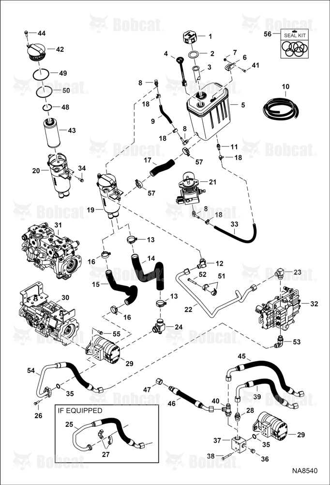 Hydrostatic Circuitry (Tank & Filter) B1E611001 - B1E621418