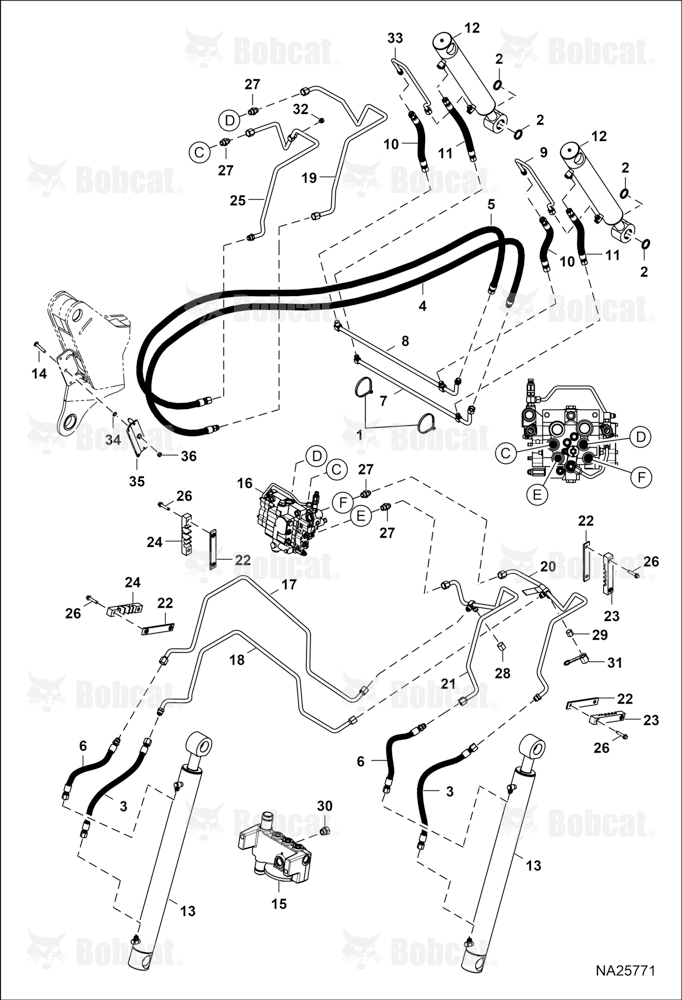 Hydraulic Circuitry (Lift & Tilt)  B4SS11066 & Above