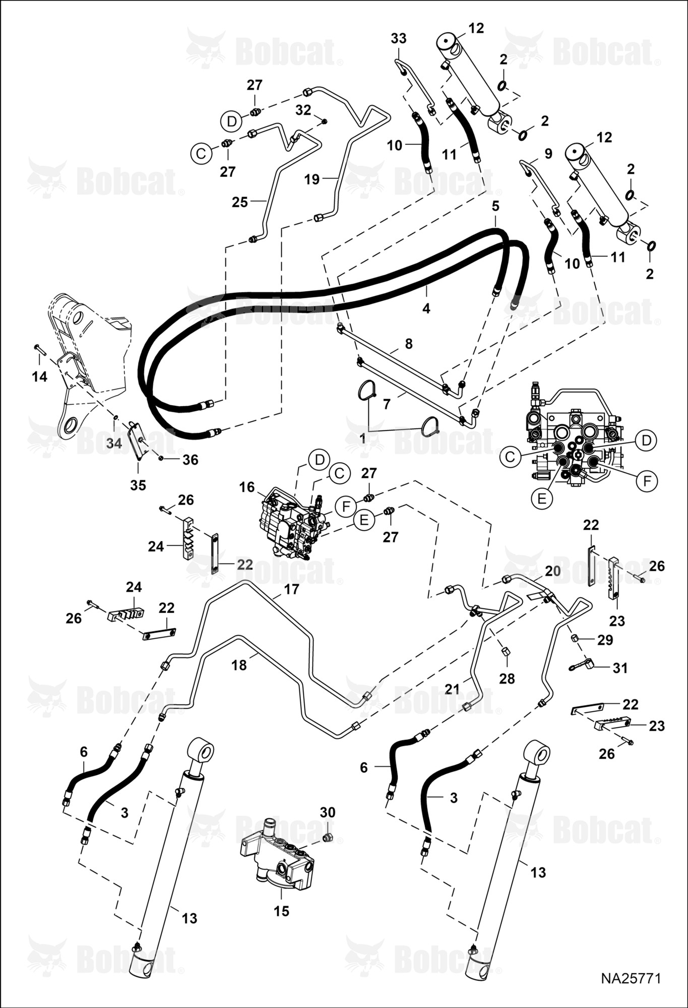 Hydraulic Circuitry (Lift & Tilt)  B4SS11066 & Above
