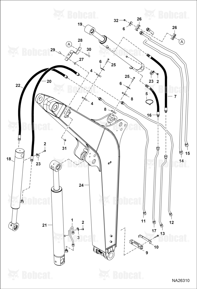 Hydraulic Circuitry (Work Tubelines & Cylinders) B4GM16637 & Above