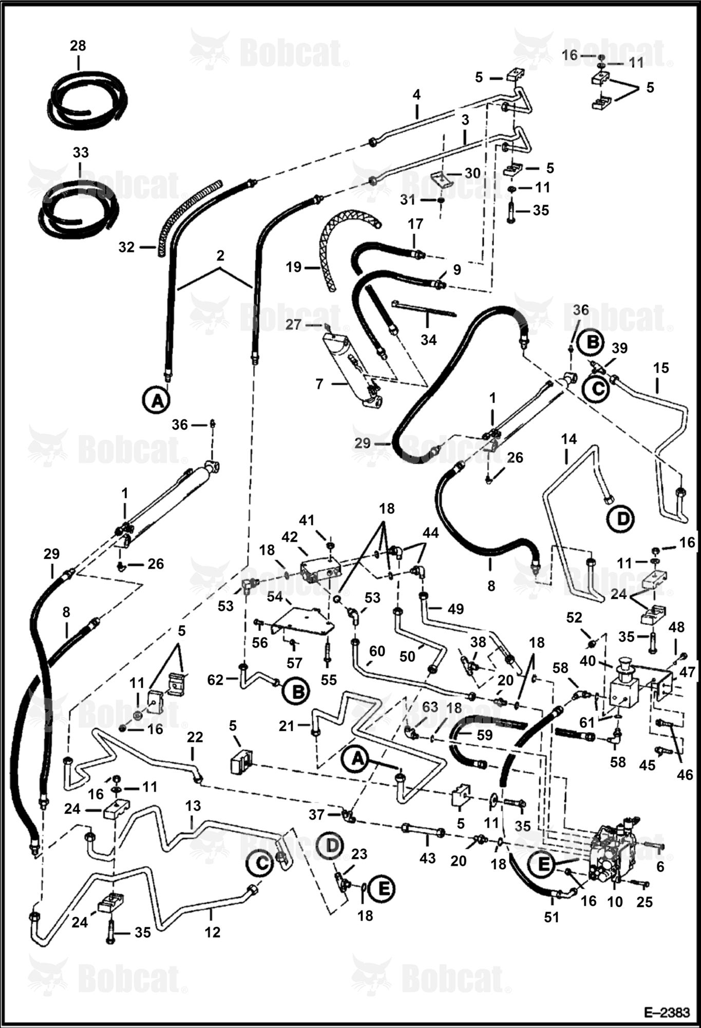 Hydraulic Circuitry (W/ Bucket Positioning Valve) 512262999 & Below, 512451999 & Below, 512620001 & Above