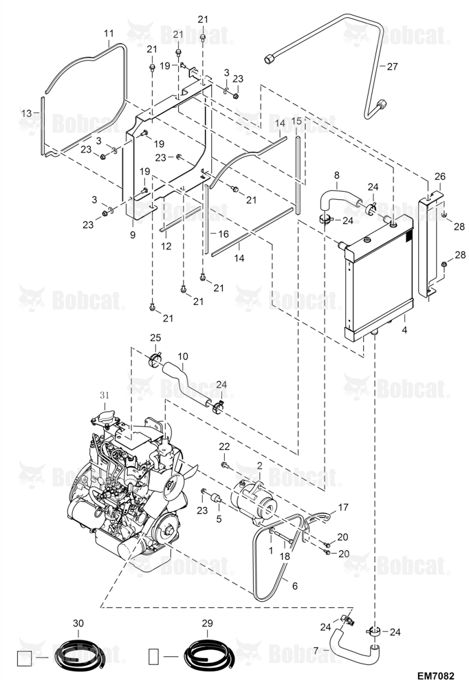 Engine & Attaching Parts (Radiator Water Exchanger) (Belt Drive)