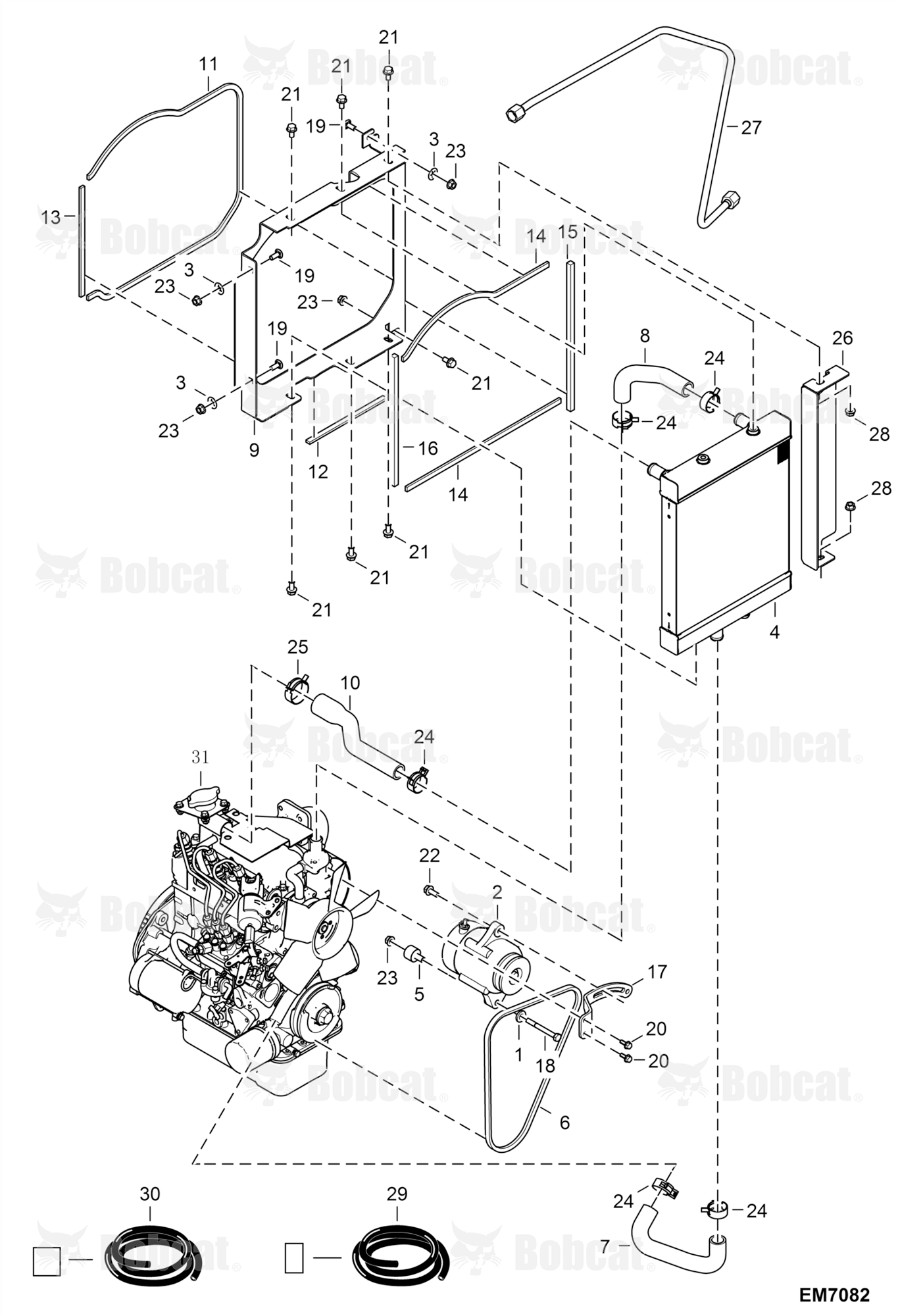 Engine & Attaching Parts (Radiator Water Exchanger) (Belt Drive)